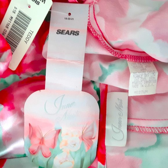 Vintage 80s Inner Most Intimates Sears Pink Teddy Ruffles Medium Made In USA New - Picture 9 of 10